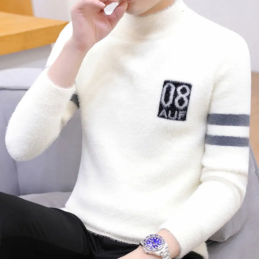 

Mink half high collar sweater in autumn and winter for men and students