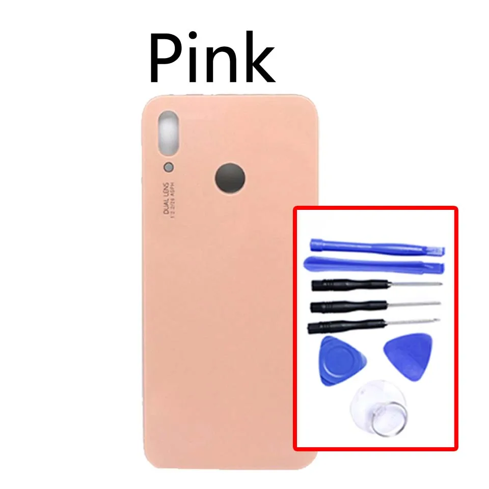 Pink-With tool Заднее стекло для huawei P20 Lite батарея задняя крышка Замена для huawei Nova 3E Корпус чехол Корпус Замена - Цвет: Pink-With tool