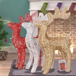 Christmas Elk LED Light Christmas Decorations Wrought Iron Deer Statue Glowing Flashing Reindeer Figurines Home New Year Tool