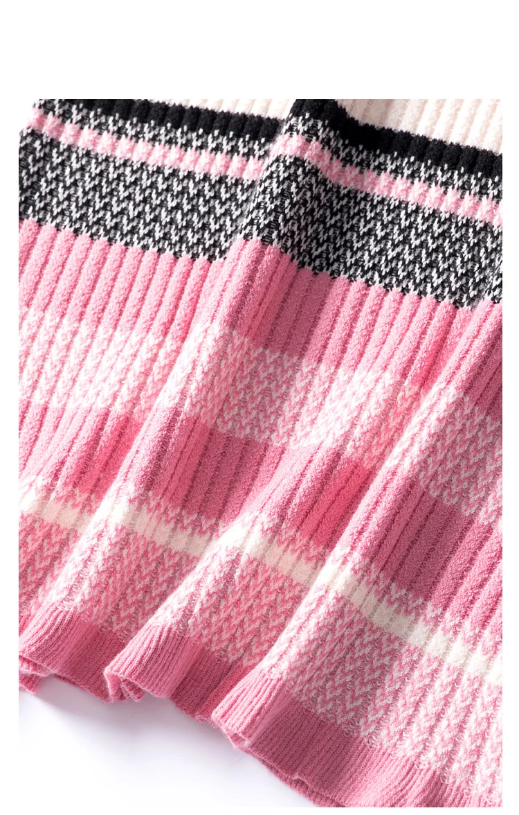 Womens autumn winter wool knit sweater dress turtleneck long sleeve striped sheath pencil sexy dresses pink