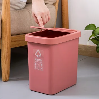 

Trash can plastic squar press type trash bin Home kitchen bathroom crevice garbage can living room large paper bucket mx10141149