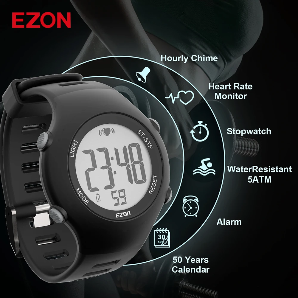 Спортивные наручные часы EZON T037 для мужчин и женщин цифровые уличные с