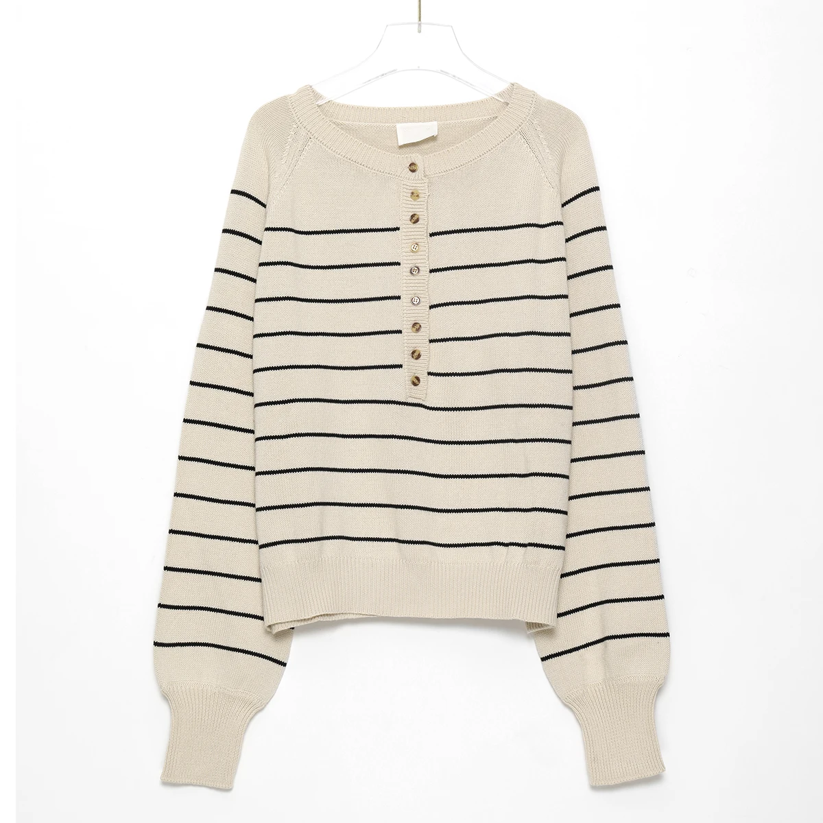 Striped Cotton Knitted Pullover Women Autumn