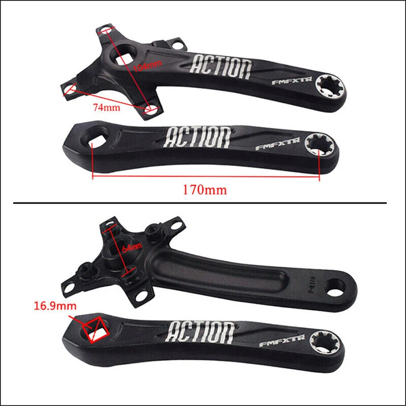 MTB велосипед Crankset 170 мм Crank 104/64BCD 26T 38T Chainring 4 шт. болты алюминиевые горные