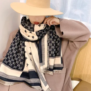 

2020 Luxury Winter Warm Scarf for Women Cashmere Pashmina Shawls Lady Wraps Female Thick Blanket Scarves