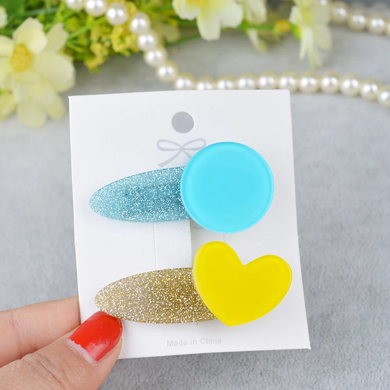 21 round heart 1 упаковка модный дизайн девушки красивый цветной круглый/звезда/Сердце шаблон заколки для волос милые детские аксессуары для волос А4 - Цвет: 21 round heart