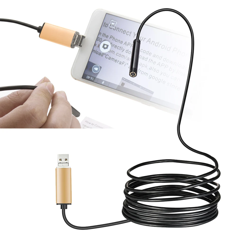 

5.5mm Endoscope Camera 10M USB Inspection Borescope Cameras Flexible IP67 6LEDs Waterproof Hose Inspection Camera for Android PC