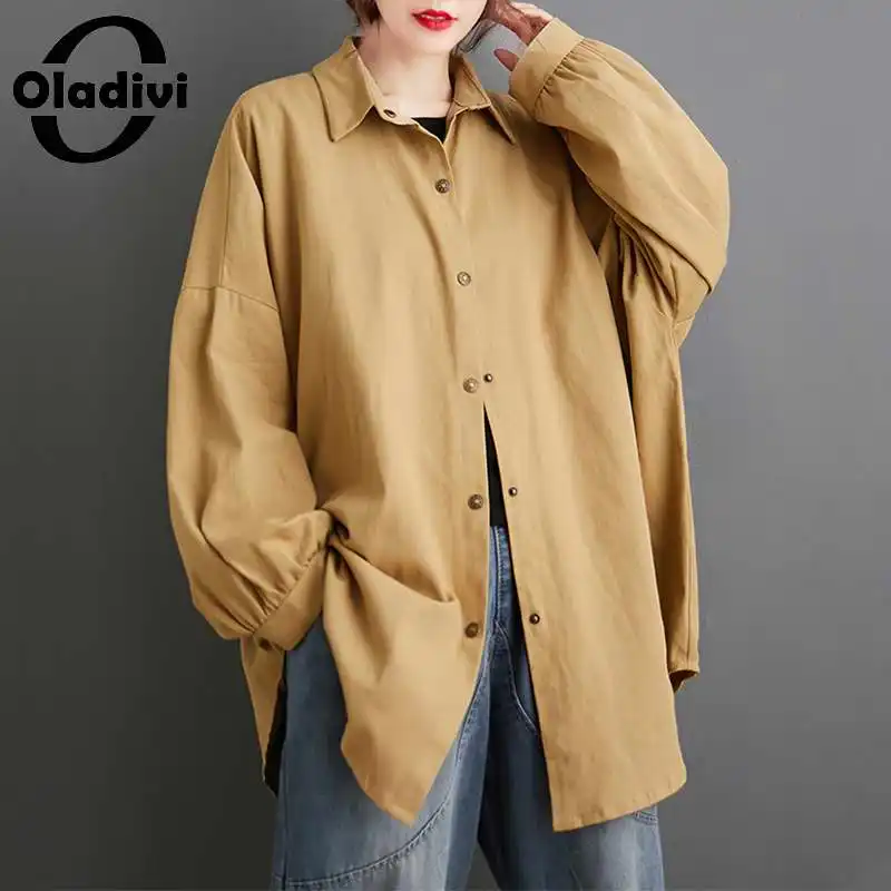 Shirt Top-Tunic Oversized Oladivi Plus-Size Blouse Long-Sleeve Women 8XL 6XL Blusa Loose
