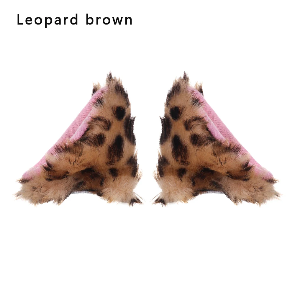 Leopard Brown Вечерние заколки для волос с кошачьими ушками для косплея, клубный бар, аниме, косплей, мультяшная плюшевая заколка на Хэллоуин, милые маленькие колокольчики, аксессуары для волос - Цвет: Leopard Brown