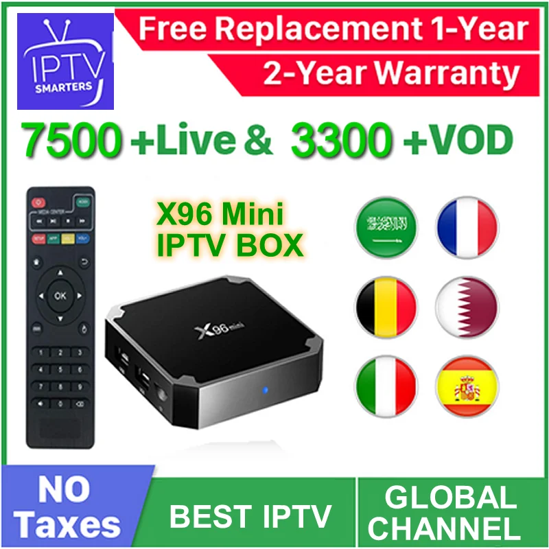 X96 Мини Android 7,1 IPTV Box четырехъядерный с IPTV, голландские, французские, арабские IPTV Smarters