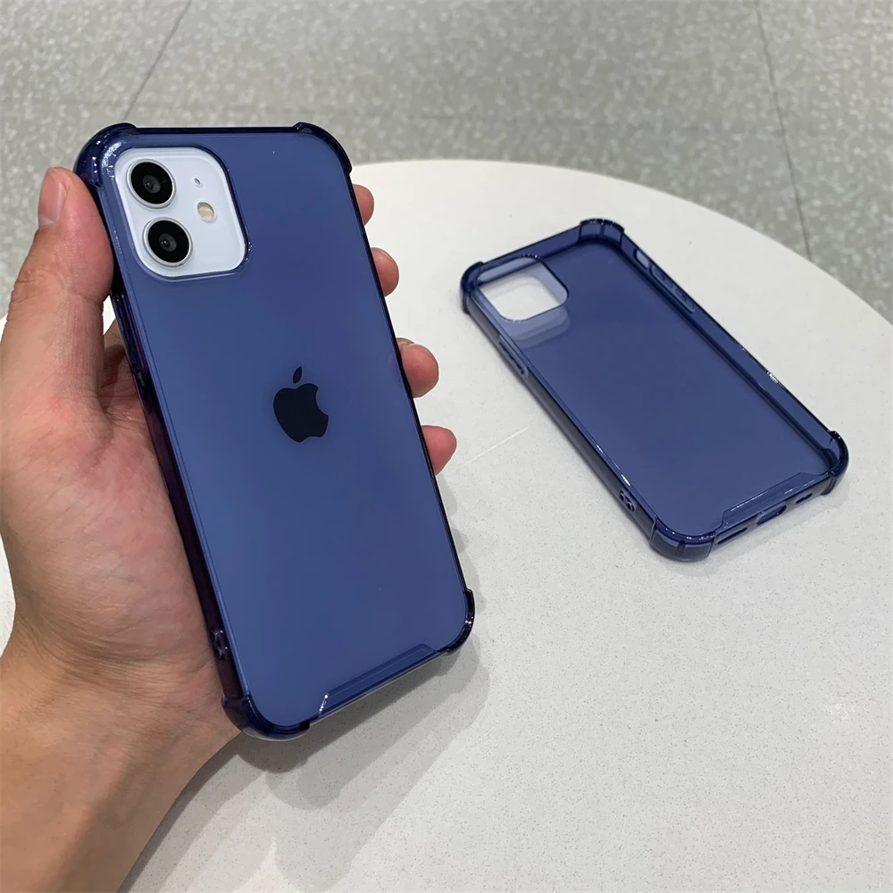 Elegant Navy Blue Clear Shockproof Phone Case - Soft TPU Back Cover