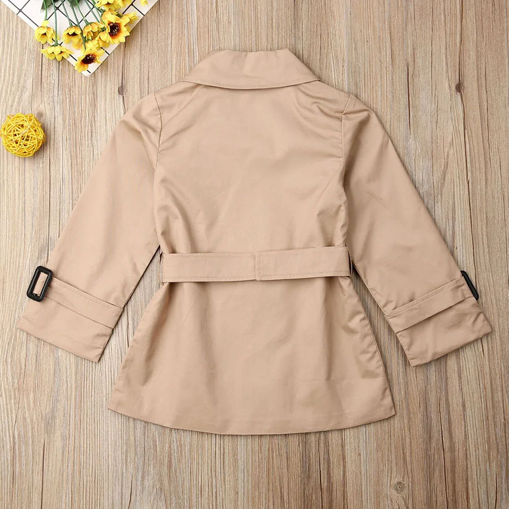 Плащ для маленьких девочек осенняя куртка ветровка, двубортная длинная верхняя одежда, пальто, От 2 до 7 лет