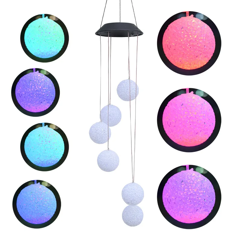 

Amazon Cross Border Solar Wind Chime Particle Sphere Solar Garden Lamp Colorful Gradient Outdoor Water Resistant Hanging Lights