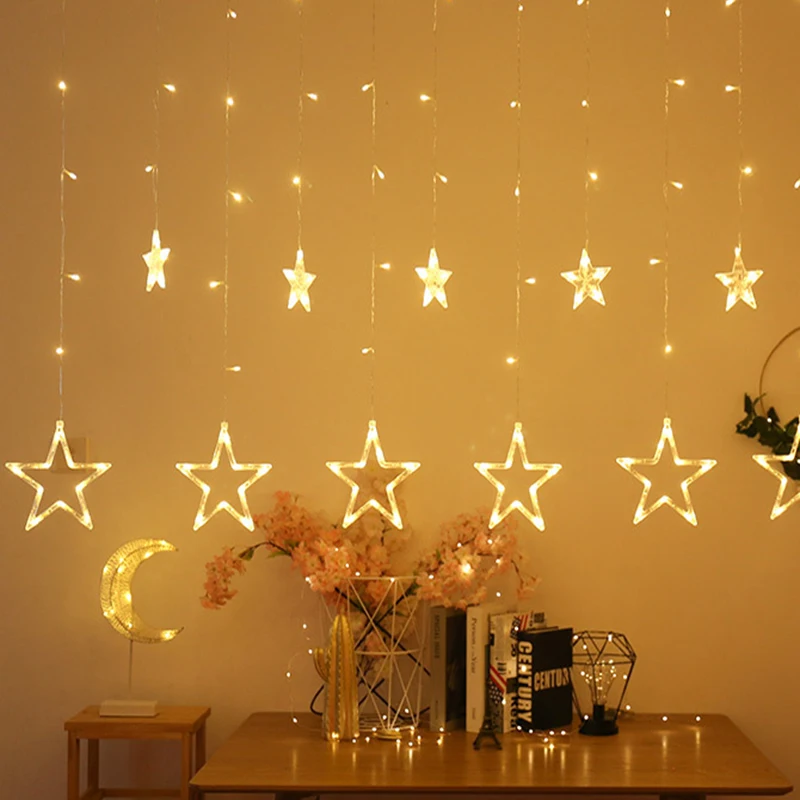 

2.5M 110V/220V LED Christmas Garland Pentagram Curtain fairy Light Star string light for Wedding Festival Bar Party Decoration