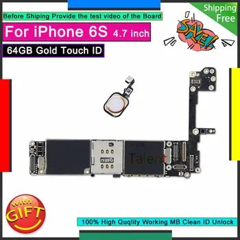 

For IPhone 6S Motherboard 64GB Gold Touch ID Unlocked Disassembly Mainboard Good Working Logic Board Tested Full Functions