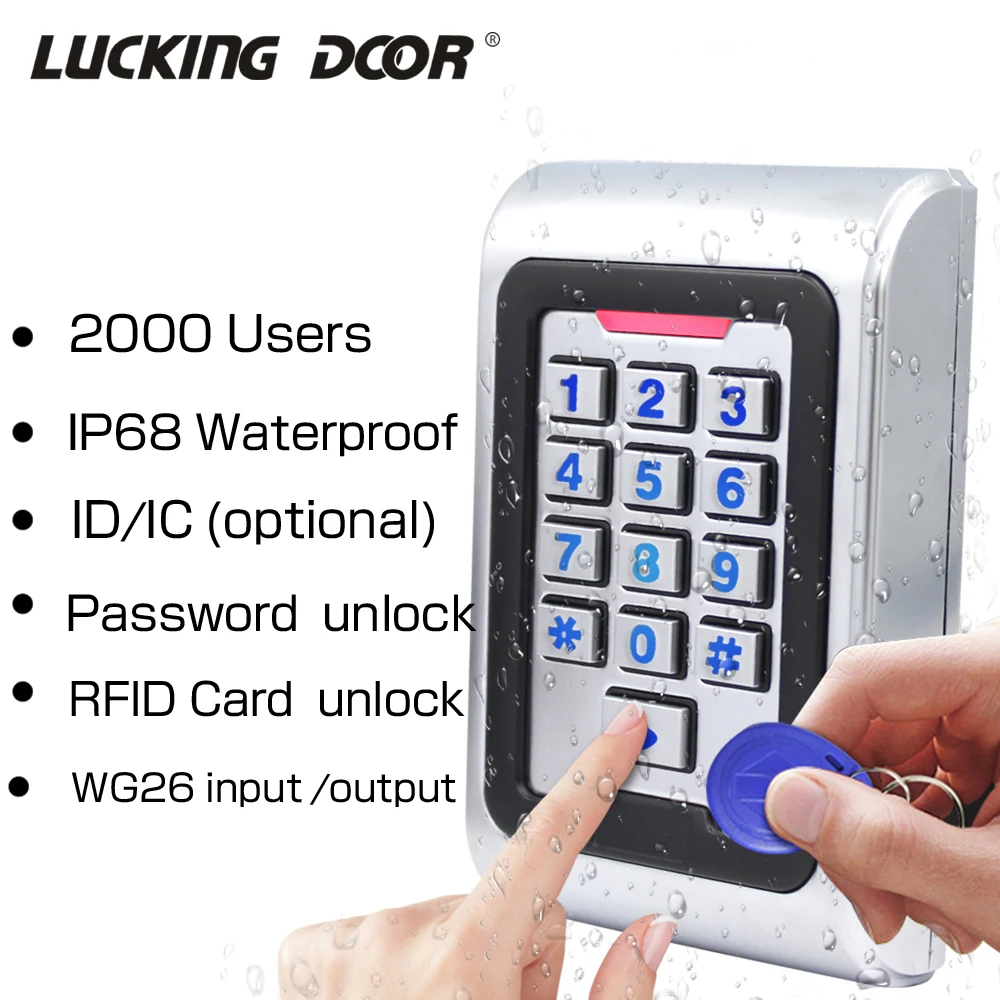 Backlight Zinc Alloy Standalone RFID door Access Control System Kit 125Khz 13.56Mhz metal waterproof keypad with wiegand 26