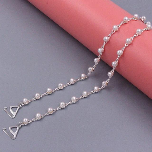 2Pcs Bra Straps - Fancy Pearl Replacement Adjustable Accessories For Women,  Comfortable Non-Slip For Bra Tops Dress