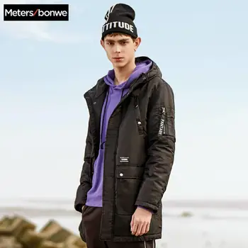 

METERSBONWE Hooded Thick Winter Men Parka Medium-Long Cotton Jacket Ins Fashion Clothes