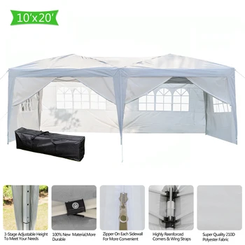 

Party Tent Patio Tent Wedding Tent, 10x20ft Outdoor Patio Gazebo BBQ Shelter with 6 Removable Sides Walls