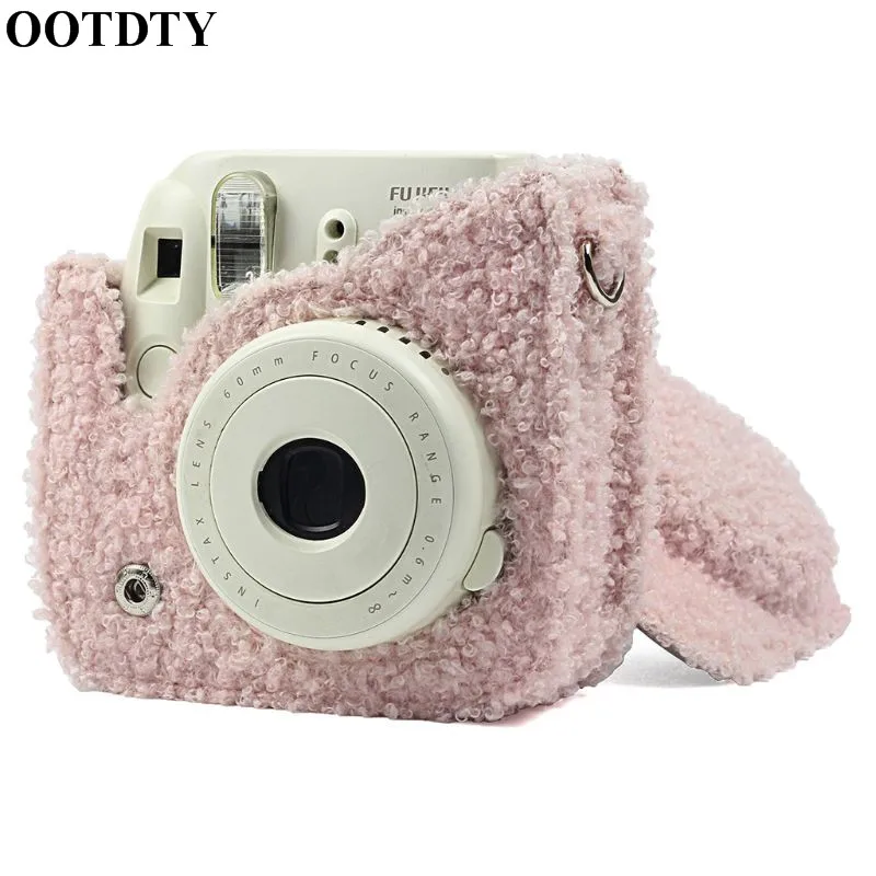 OOTDTY теплый плюшевый защитный чехол камера сумка с плечевым ремнем для Fujifilm Mini8/8+/Mini9