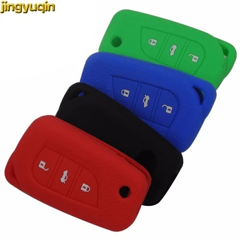 

jingyuqin 3 Buttons Silicone Remote Car Key Case Cover Fob Protector For Toyota Camry Highlander Corolla Prado Reiz Crown RAV4