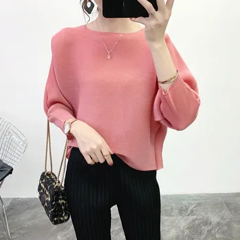 

SuperAen Fashion Women's Tops 2020 Summer New Pluz Size Round Neck Solid Color Ladies T-shirt Bat Sleeve Pluz Size T Shirts
