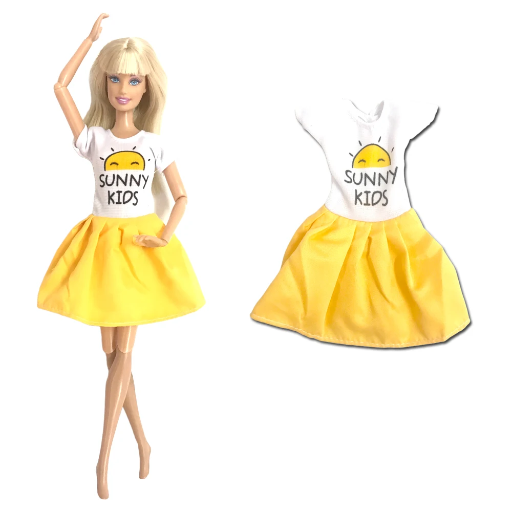 

1 Pcs Sunshine Girl Fashion Cotton Dress Slim Shirt Dress Birthday Parties For Barbie Doll Gift Accessories