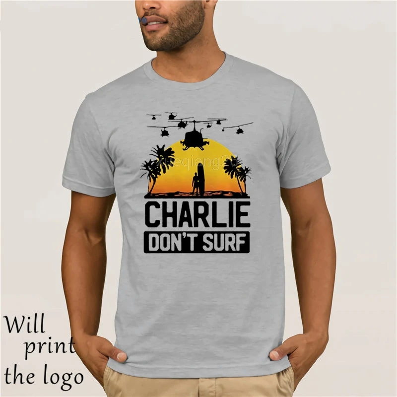Charlie Dont Surf Apocalypse Now фильм футболка мужская Модная брендовая футболка с коротким рукавом и круглым вырезом хлопок футболка Топы - Цвет: light grey