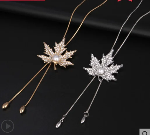 

Sweater chain new long style maple leaf necklace sweater chain women autumn and winter fashion necklace