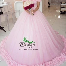 Роскошное розовое мягкое Тюлевое платье с открытыми плечами, идеальные платья с цветами, бальное платье vestido de 15 vestido de 15 anos