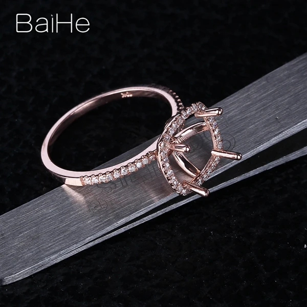 BAIHE Solid 14K розовое золото(AU585) сертифицированное обручальное женское винтажное ювелирное элегантное уникальное кольцо с полукреплением в подарок