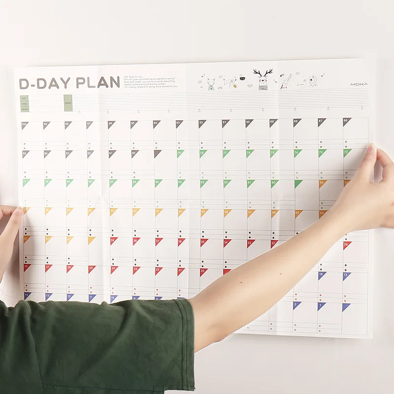 100 дневный календарь с обратным отсчетом, График обучения, ежедневник, стол, сделай сам, планировщик, стол, учеба изучение, Канцтовары, школьные принадлежности - Цвет: 1 pcs Calenda