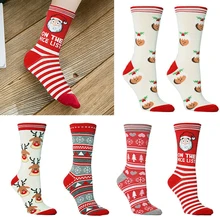 Новые женские носки на осень и зиму, год, санта клаус, рождество, с изображением снежного лося, длинные носки, хлопковые носки для мужчин и женщин, подарок на рождество