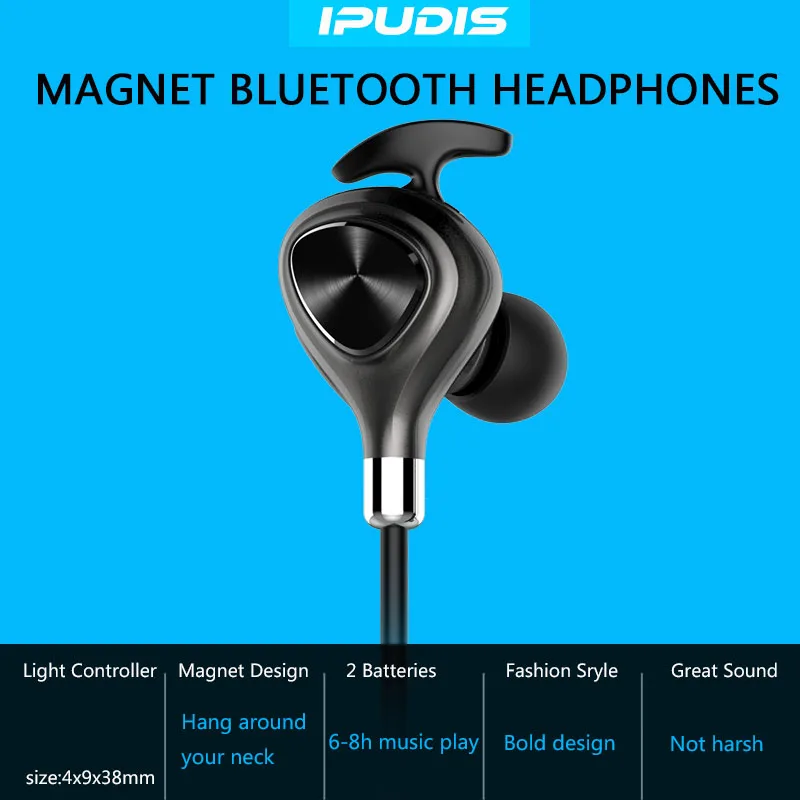 IPUDIS Bluetooth наушники с шумоподавлением Спортивные Беспроводные ушным крючком и