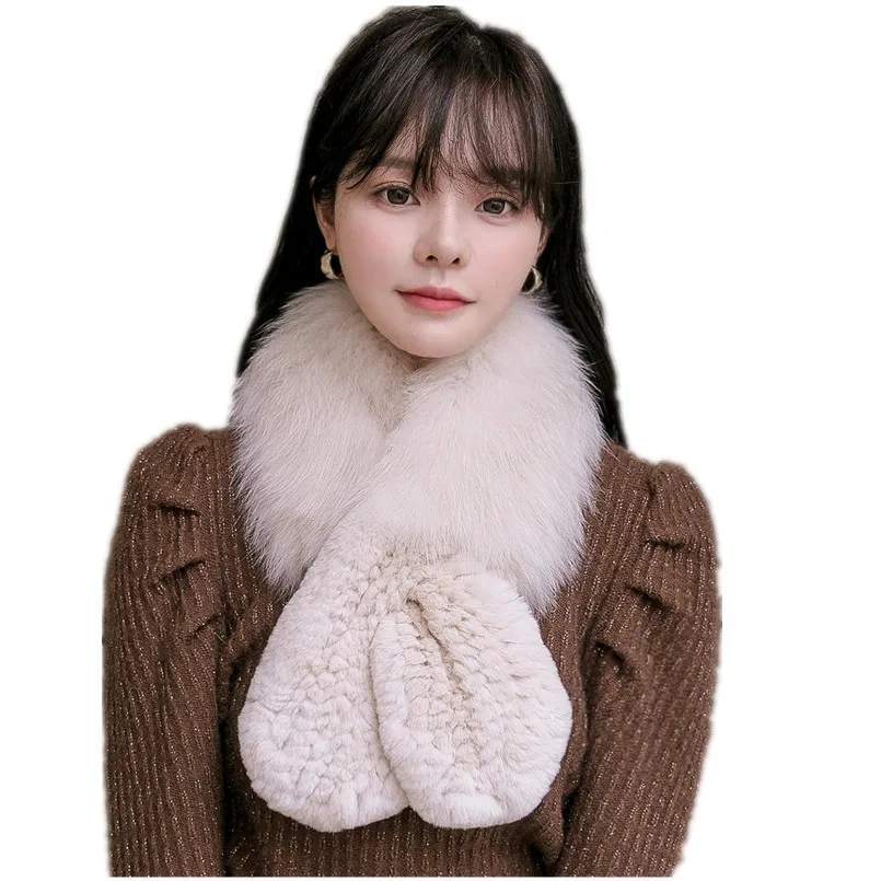 

Женский зимний шарф из натурального меха кролика рекс