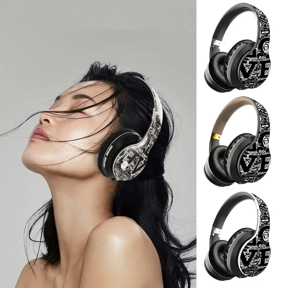 Bluetooth 5.0 Headphones Wireless Headset Foldable LED Light Stereo Graffiti Noise Canceling For Iphone Xiaomi PC | Электроника