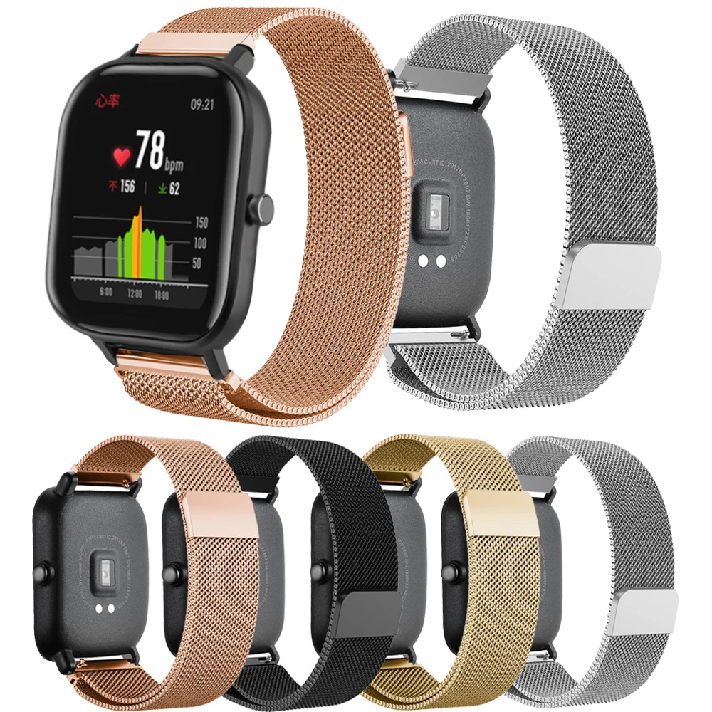 Миланский ремешок для Amazfit GTS/GTR 42 мм часы Смарт-браслет ремешок для Xiaomi Huami Amazfit Bip Молодежная нержавеющая сталь