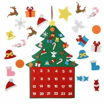 

2020 Christmas Advent Calendar Panels Set Felt Fabric Tree Calendar Xmas Home Decor Christmas Tree Gift Ornaments Decorations