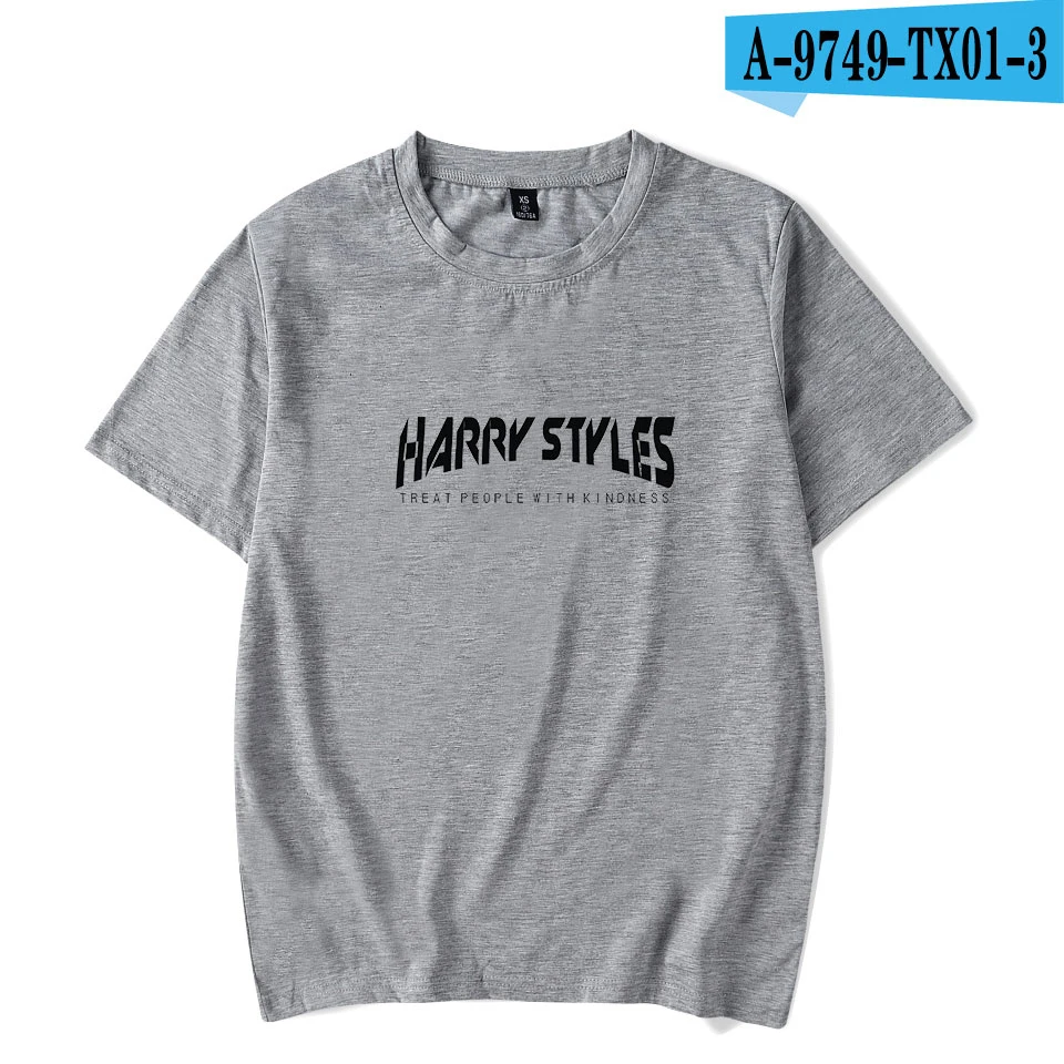 Летние женские/мужские футболки с коротким рукавом и принтом Harry Styles, модные повседневные футболки - Цвет: gray