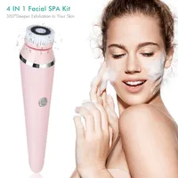 4 in 1 Electric Rotating Facial Cleansing Brush Pore Deep Cleaning Dead Skin Exfoliating Brush Pink White Green Skin Care Tools