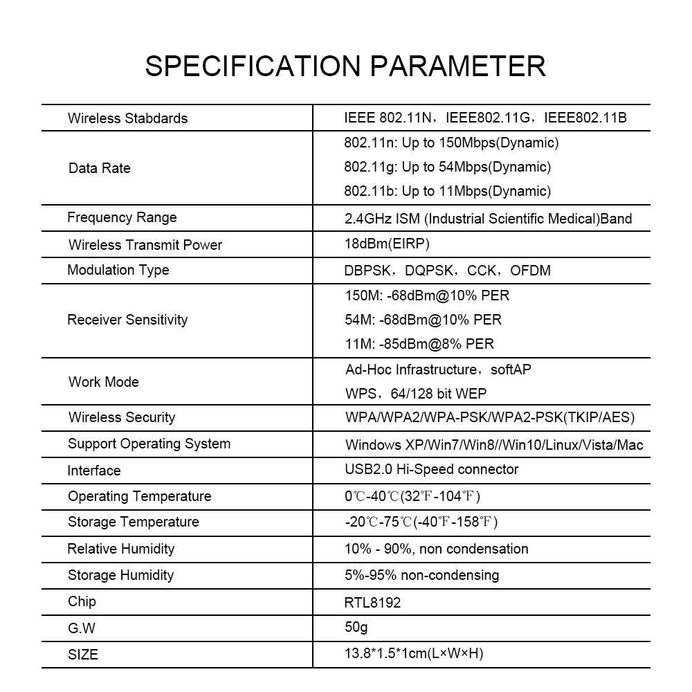 Wifi антенный адаптер 150 Мбит/с USB2.0 беспроводная сетевая карта RTL8188eus 2,4G Ethernet Wifi приемник точка доступа для настольного ноутбука