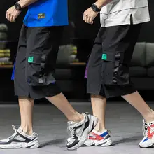 Мужские шорты Карго Уличная Повседневная Высокая Улица Свободные Короткие штаны черные летние шорты до колен мужские забавные хип-хоп шорты