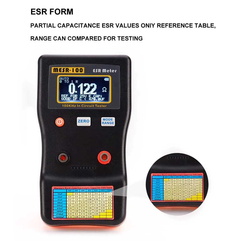 

MESR 100 Internal Resistance Tester Measuring Tools Inductance Digital Portable Home Multimeter Professional Capacitance Meter