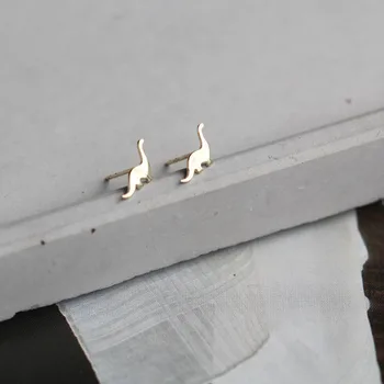 

CMajor 9K Solid Gold Earring Fashion Delicate Personality Smooth Cute Dinosaur Shape Minimal Simple Stud Earrings Gift for Women