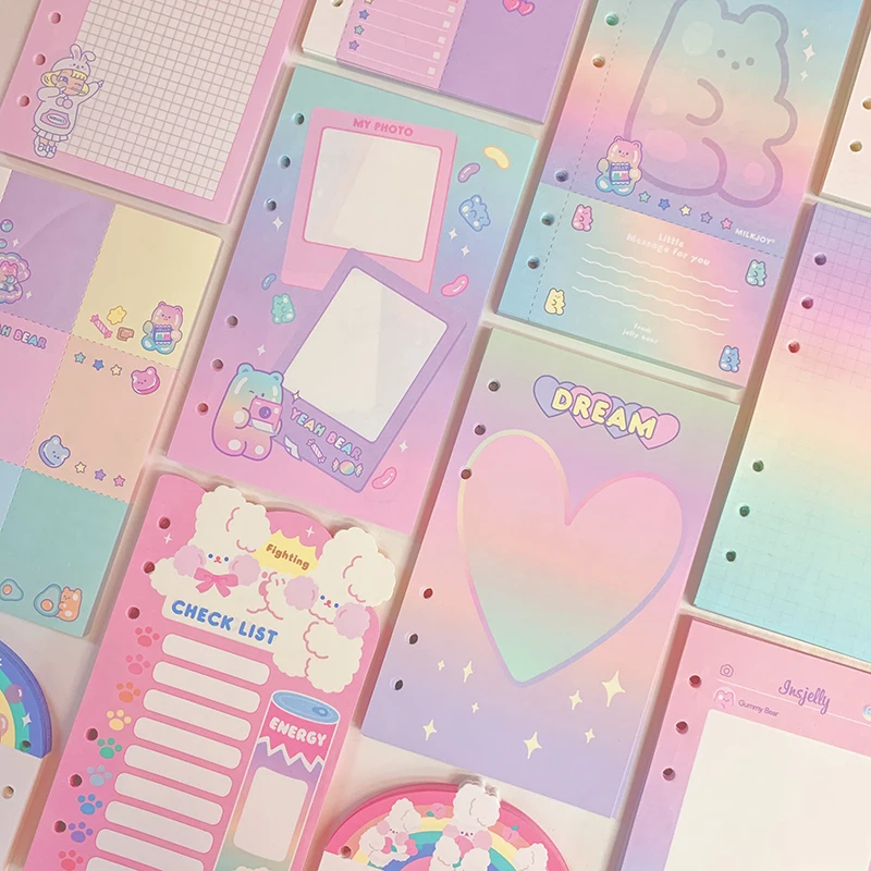 50 Sheets Kawaii A6 Loose Leaf Notebook Filler Paper Refill Spiral Binder Index Inner Pages Monthly Weekly Daily Planner Agenda afbeelding