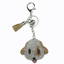 Модные бархатные со стразами набор брелок для щенка склеивание Горячие сверлильные план щенок узор, брелок для ключей сумка леди висячие украшения