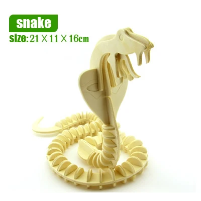 1 шт. DIY паззл с динозаврами животные деревянные игрушки 3D трехмерная модель собранная головоломка сделай сам для детей развивающие 3D Пазлы - Цвет: Snake