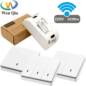 

433Mhz Smart Push Switch LED Light Push Button Universal Wireless Remote Control AC 220V 10Amp 1CH Relay Receiver for Lamp Fan