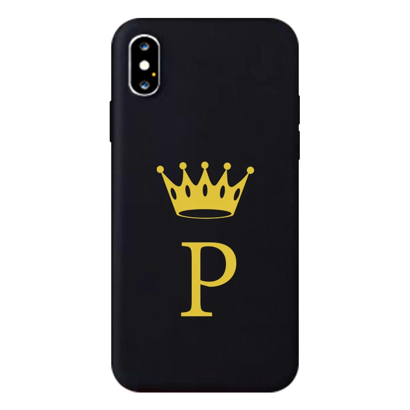Style 16 GYKZ Забавный чехол с золотой короной и буквами для iPhone XS MAX XR X 11 Pro 7 8 6s Plus, Модный черный силиконовый мягкий чехол для телефона - Цвет: Style 16