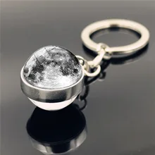 Starry Sky Solar Moon Key Chain The Moon Phases Of The Moon Metal Keychains Time Gem Star Pendant Key Ring Best Gift For A Girl thailand imports genuine gv new moon key pendant